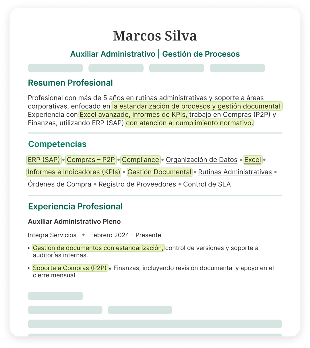 CV de Marcos Silva optimizado